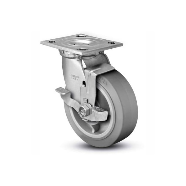 4 Series Swivel Plate Caster Rubber Top Lock Brake 4" Dia. 400 Lb.
